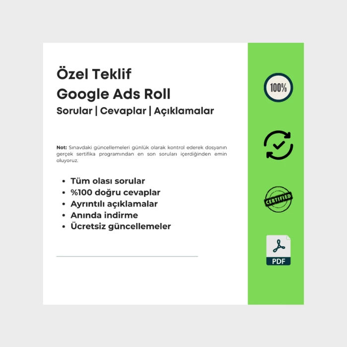 Cevapları içeren dosya Özel Teklif Google Ads Roll